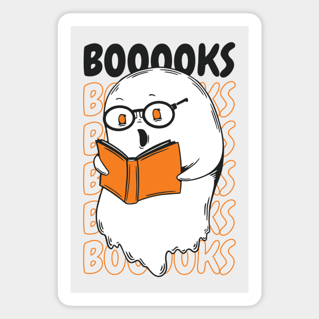 Funny Cartoon Ghost Reading Books // Ghost Booooks Boo Funny Halloween Magnet by SLAG_Creative